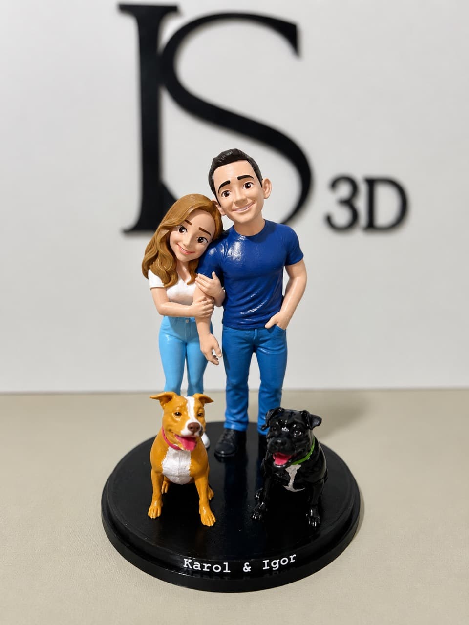 Miniatura 3D de familia com pets