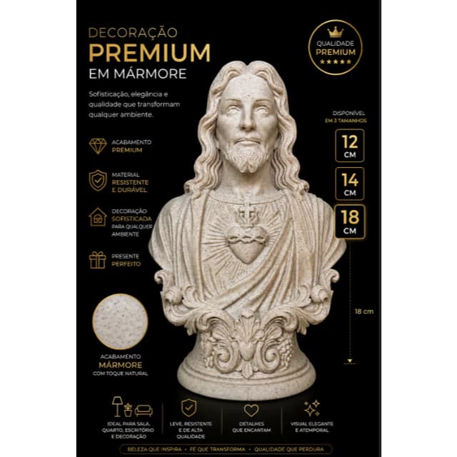 Busto Sagrado Coração de Jesus 18cm