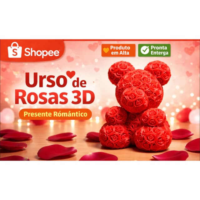 Urso de Rosas 3D