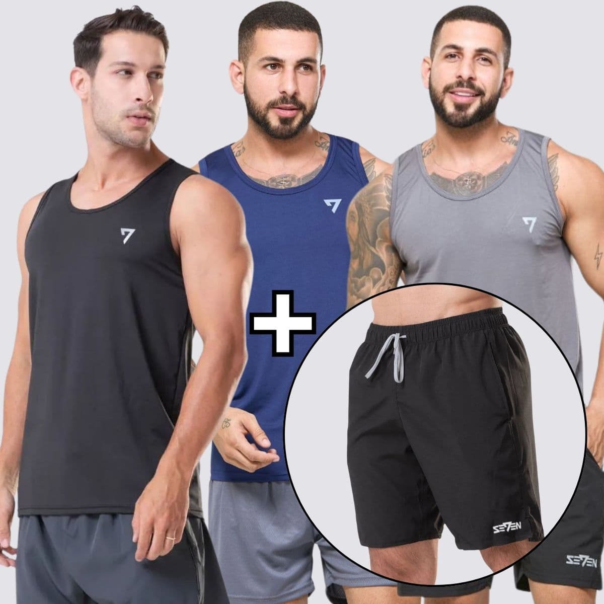 3 Regatas Dry fit UV Protect + Short Tactel Seven Line