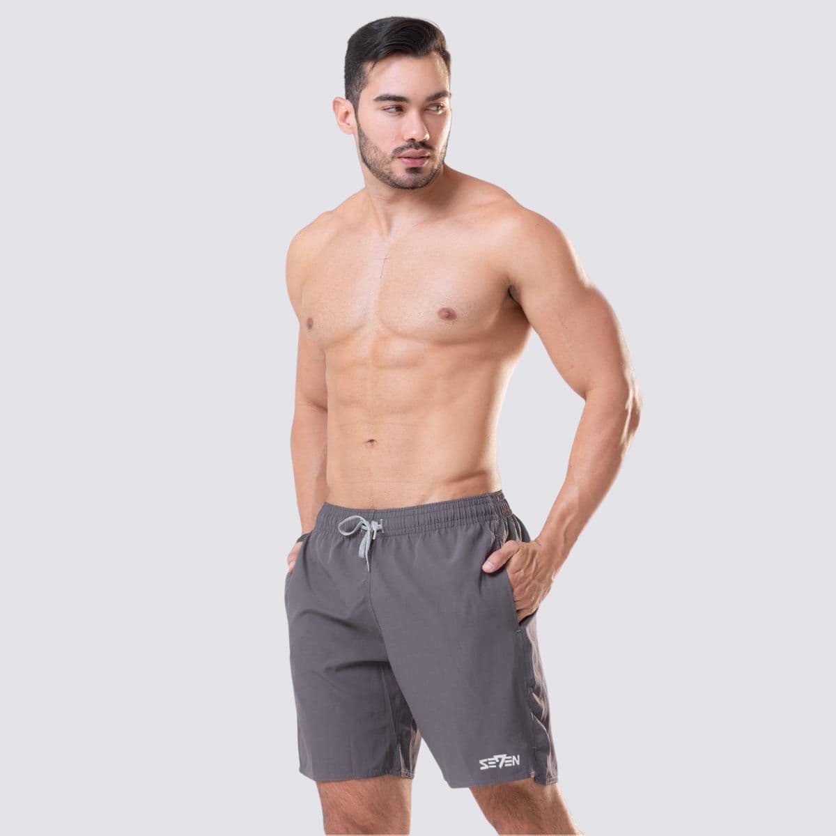 Bermuda Masculina Tactel Cinza Seven Line