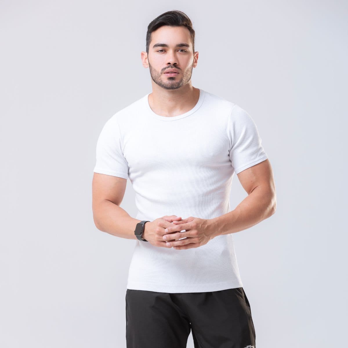 Camiseta Manga Curta Canelada Branco Seven Line