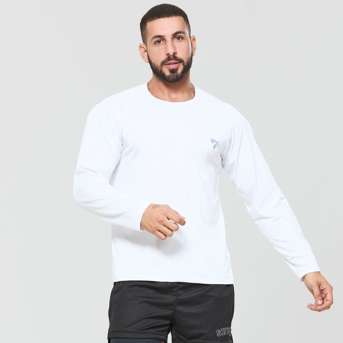 Camiseta Raglan Manga Longa Proteção Solar UV50 Branco
