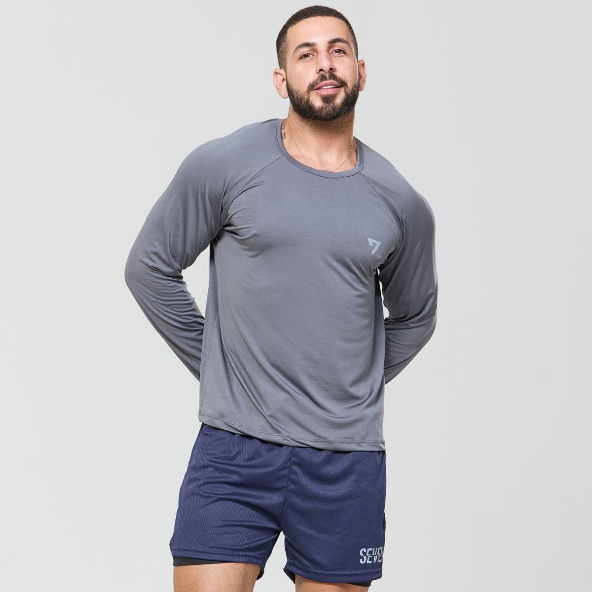 Camiseta Raglan Manga Longa Proteção Solar UV50 Cinza