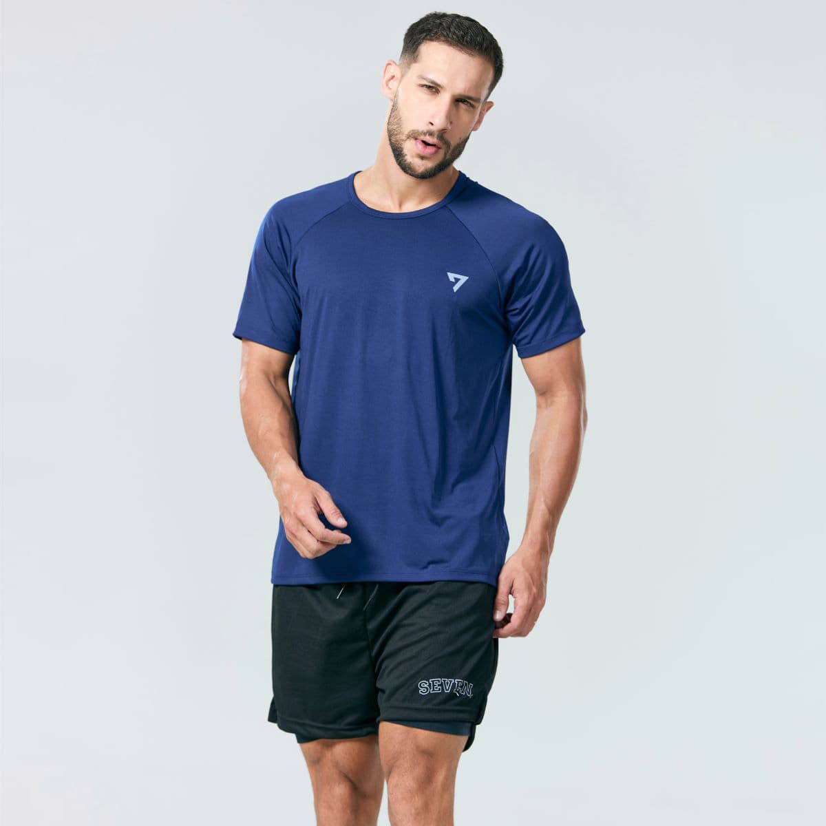Camiseta UV Protect Raglan Azul Marinho Seven Line Dry FIT