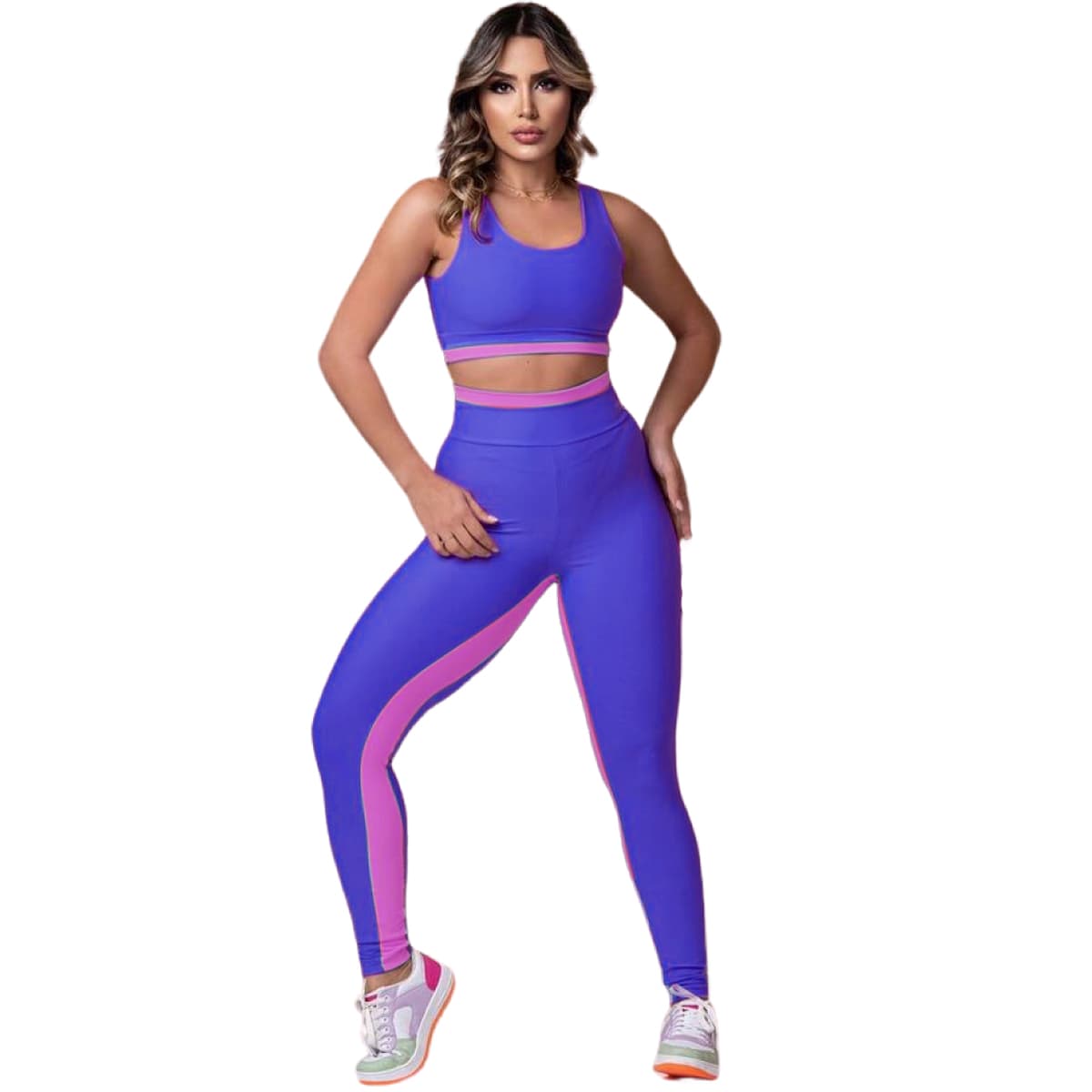 Conjunto Poliamida Azul/Pink - REF 73