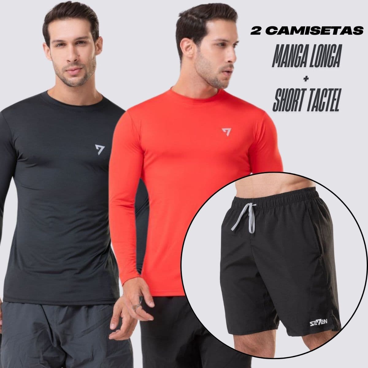 Kit 2 Camisas Camisa Proteção Solar UV50 + Short Tactel Seven Line