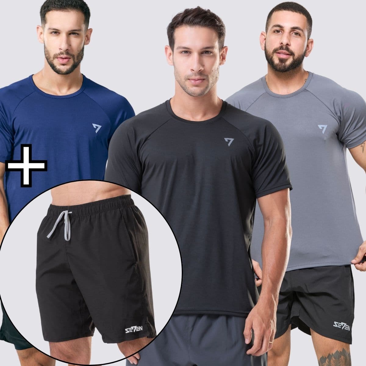 Kit 2 Camisetas Dry Fit UV + 1 Short Tactel Seven Line