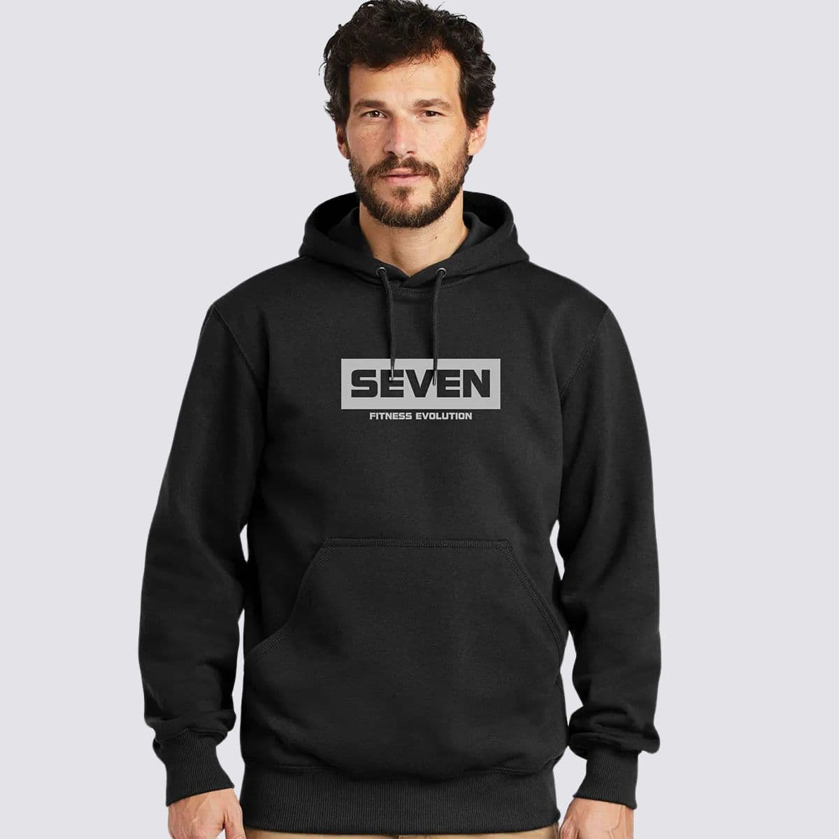 Moletom Estampado Canguru Preto com Capuz Seven Fitness