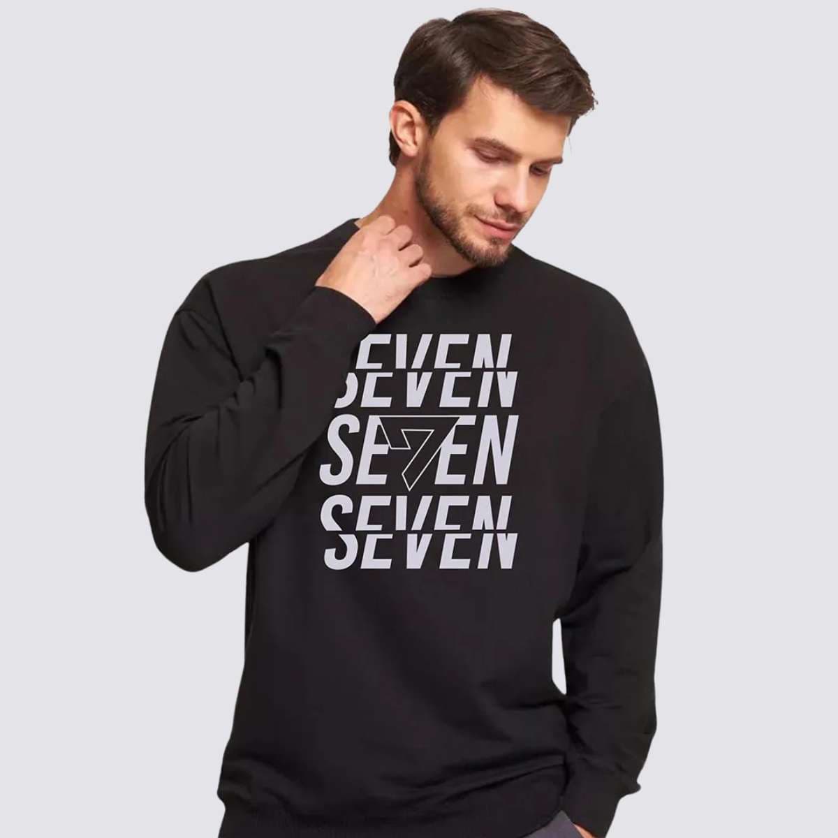 Moletom Estampado Careca Preto Seven 3x