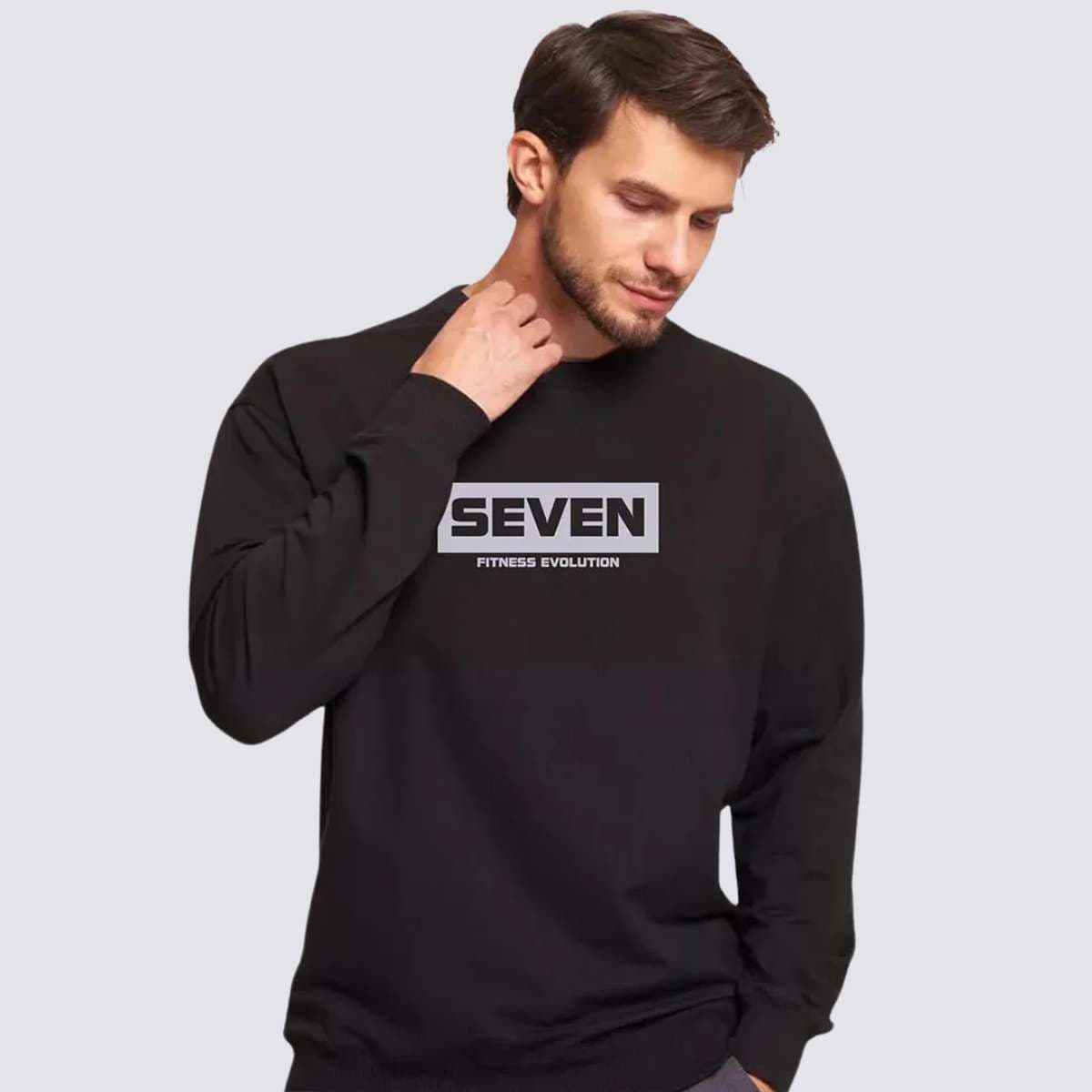 Moletom Estampado Careca Preto Seven Fitness