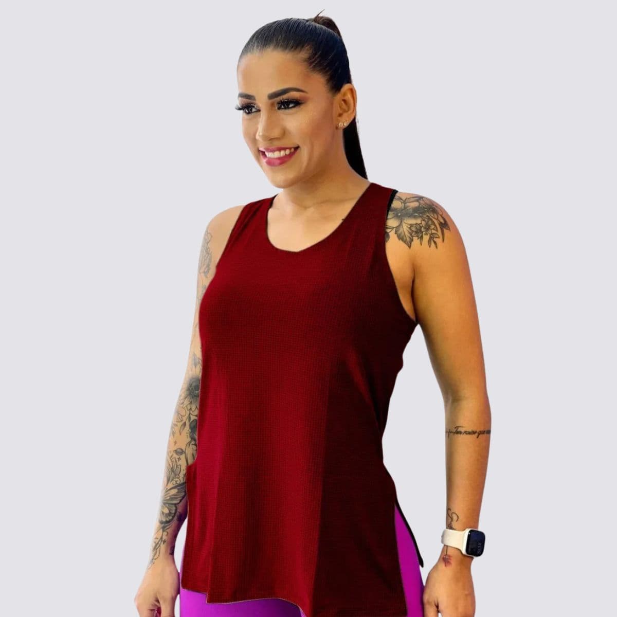Regata Feminina Dry Fit Poliamida Bordô Seven Line